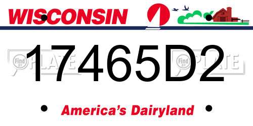 17465D2 Wisconsin License Plate