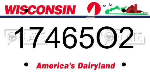 17465O2 Wisconsin License Plate