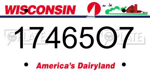 17465O7 Wisconsin License Plate