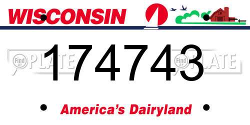 174743 Wisconsin License Plate