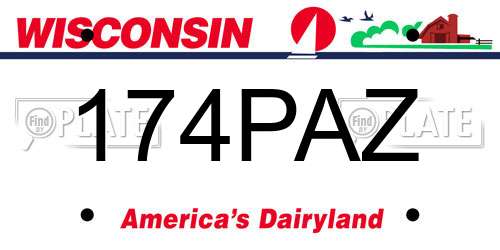 174PAZ Wisconsin License Plate