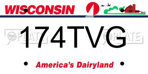 174TVG Wisconsin License Plate