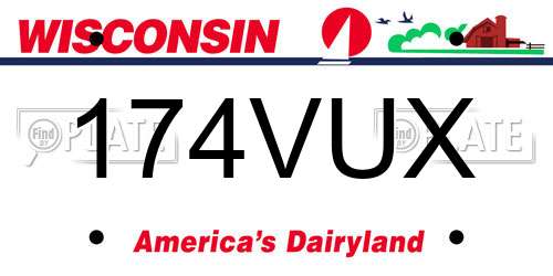 174VUX Wisconsin License Plate