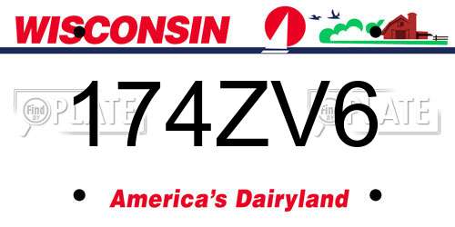 174ZV6 Wisconsin License Plate