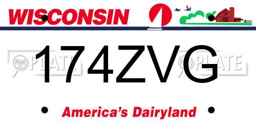 174ZVG Wisconsin License Plate