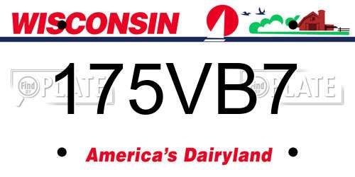 175VB7 Wisconsin License Plate