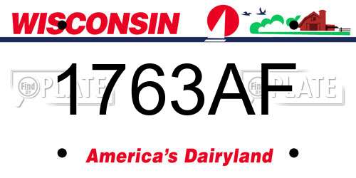1763AF Wisconsin License Plate