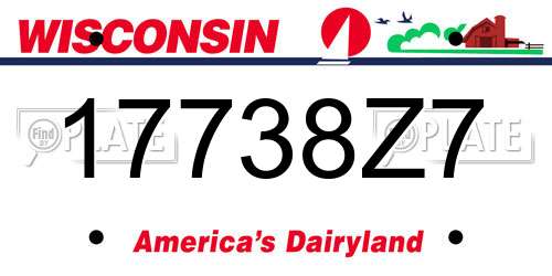 17738Z7 Wisconsin License Plate