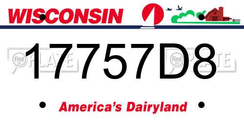 17757D8 Wisconsin License Plate