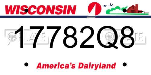 17782Q8 Wisconsin License Plate