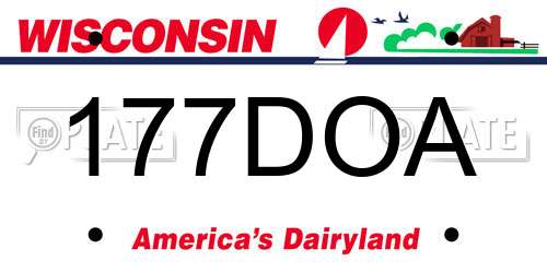 177DOA Wisconsin License Plate