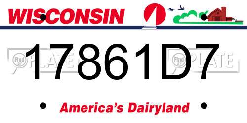 17861D7 Wisconsin License Plate