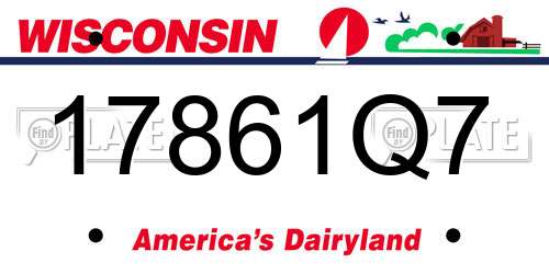 17861Q7 Wisconsin License Plate
