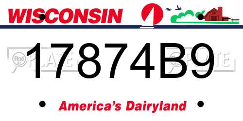17874B9 Wisconsin License Plate