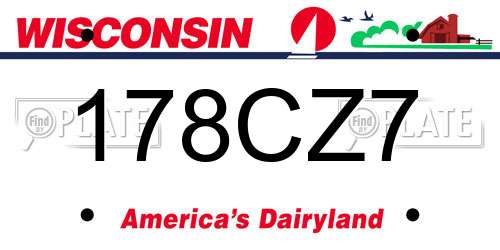 178CZ7 Wisconsin License Plate