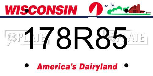 178R85 Wisconsin License Plate