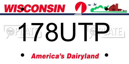 178UTP Wisconsin License Plate