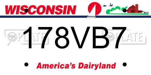 178VB7 Wisconsin License Plate