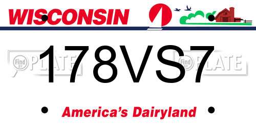 178VS7 Wisconsin License Plate