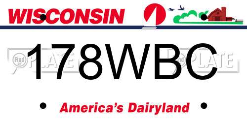 178WBC Wisconsin License Plate