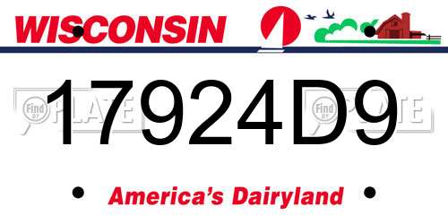 17924D9 Wisconsin License Plate