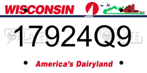 17924Q9 Wisconsin License Plate