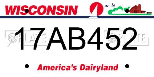 17AB452 Wisconsin License Plate