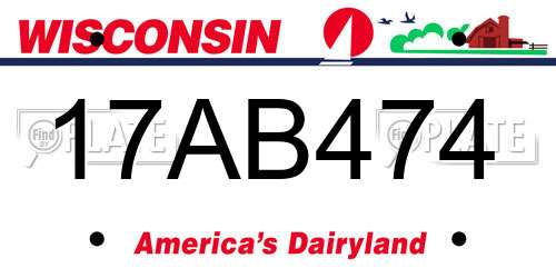 17AB474 Wisconsin License Plate