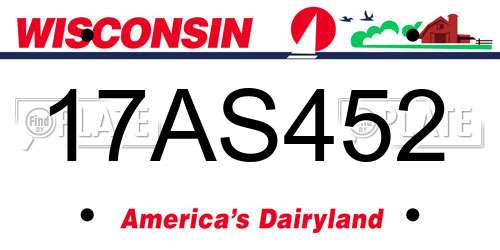 17AS452 Wisconsin License Plate