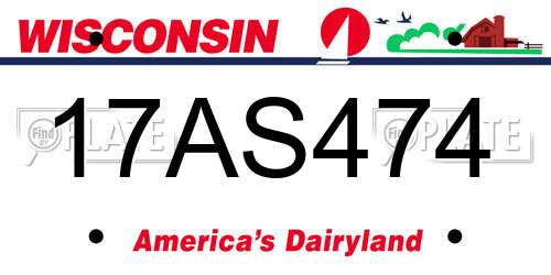 17AS474 Wisconsin License Plate