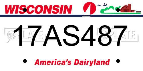 17AS487 Wisconsin License Plate