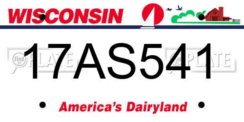 17AS541 Wisconsin License Plate