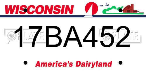 17BA452 Wisconsin License Plate