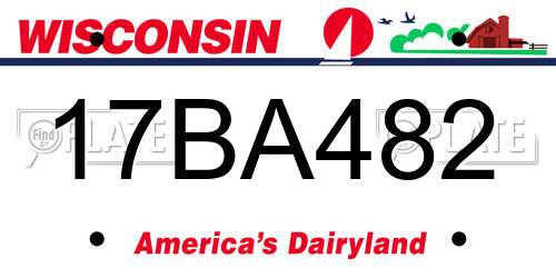 17BA482 Wisconsin License Plate