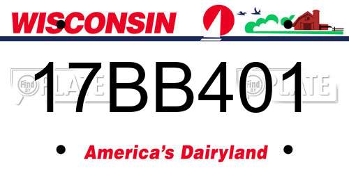 17BB401 Wisconsin License Plate