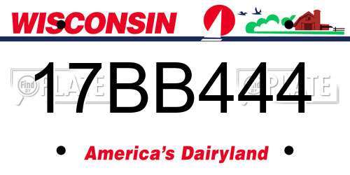17BB444 Wisconsin License Plate