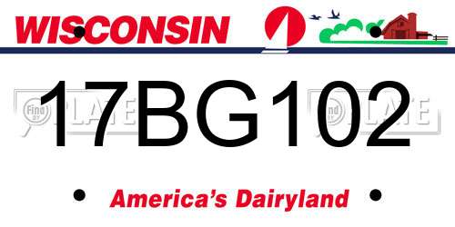 17BG102 Wisconsin License Plate