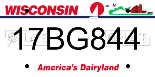 17BG844 Wisconsin License Plate