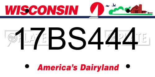 17BS444 Wisconsin License Plate