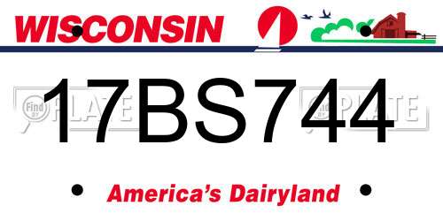 17BS744 Wisconsin License Plate