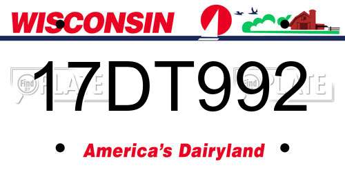 17DT992 Wisconsin License Plate