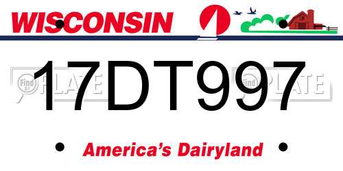 17DT997 Wisconsin License Plate