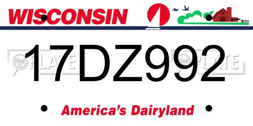 17DZ992 Wisconsin License Plate