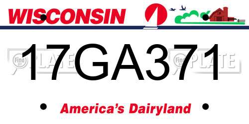 17GA371 Wisconsin License Plate