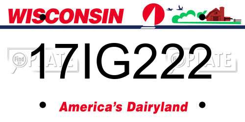 17IG222 Wisconsin License Plate