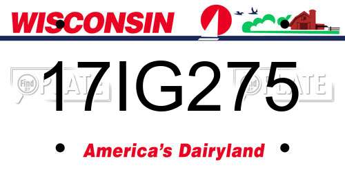 17IG275 Wisconsin License Plate