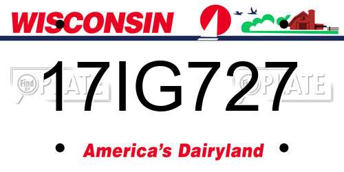 17IG727 Wisconsin License Plate