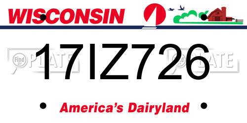 17IZ726 Wisconsin License Plate