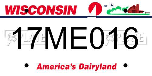 17ME016 Wisconsin License Plate