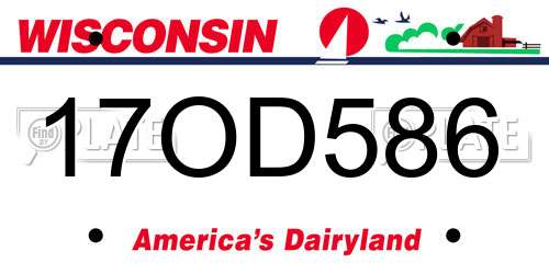 17OD586 Wisconsin License Plate
